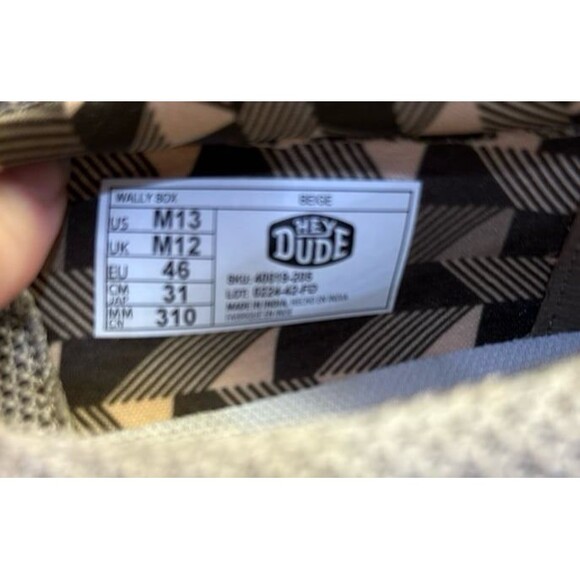 Hey Dude Wally Sox Beige Size 13 NEW - Picture 7 of 9